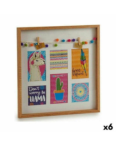 Muurfotlijst Kwastjes Lama Multicolour Hout 40,5 x 3 x 40,5 cm (6 Stuks)