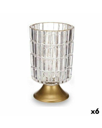 LED-lykta Transparent Gyllene Glas 10,7 x 18 x 10,7 cm (6 antal)