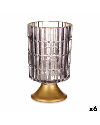 LED-lykta Grå Gyllene Glas 10,7 x 18 x 10,7 cm (6 antal)