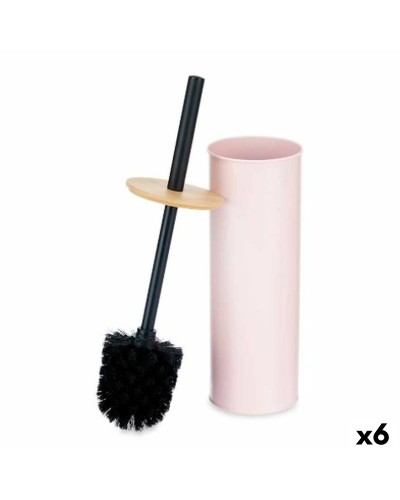 Brosse de Toilette en Métal et Bambou Rose (6 Unités) | Dimensions : 9,5x27x9,5 cm
