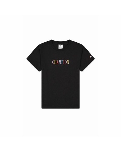 Champion Women's Black Croptop: Short Sleeve Crewneck Sports Top
