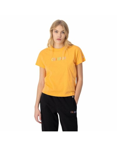 Champion Croptop Femme Jaune : T-shirt Manches Courtes Sportive
