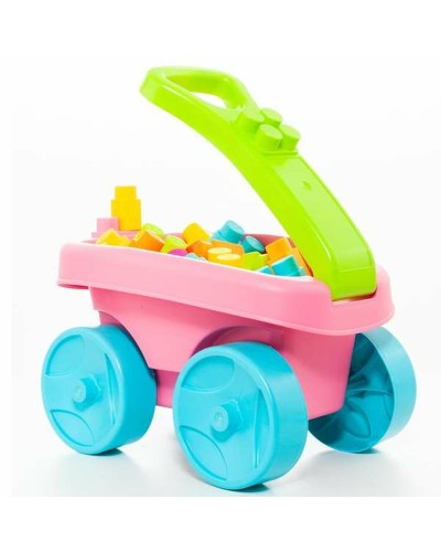 Bouwstenen Moltó    20 Onderdelen Trolley Roze