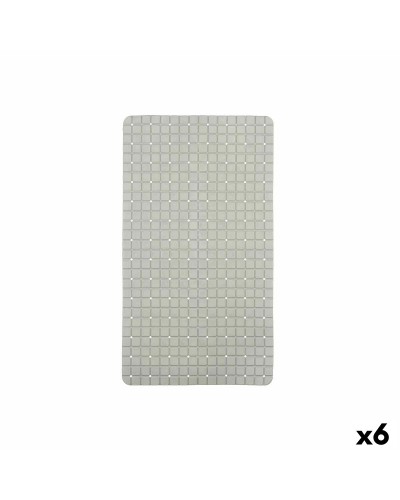 Non-Slip Shower Mats Grey Squares PVC (6), 67.7 x 38.5 x 0.7 cm
