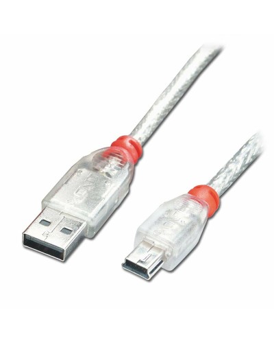 LINDY USB 2.0 A to Mini USB B Cable, 2m, White/Transparent - Data Transfer
