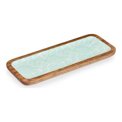 Centro de mesa Hoja Verde Blanca Marrón 38 x 15 cm | Elegante Decoración de Mesa
