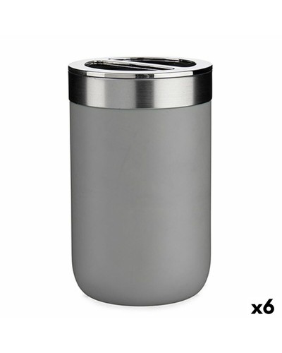 Portacepillos de Dientes Plástico Gris Plateado (6 Unidades) | 7,7 x 11,2 x 7,7 cm
