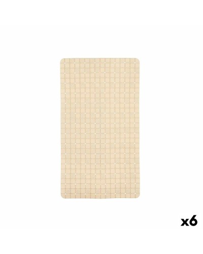 Non-Slip Beige PVC Shower Mat | 6 Units | 67.7 x 38.5 x 0.7 cm | Safety and Comfort for Your Shower
