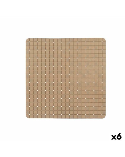 Alfombrilla de Ducha Antideslizante Beige Cuadros, PVC, 50x50x0,7 cm (6 Unidades)
