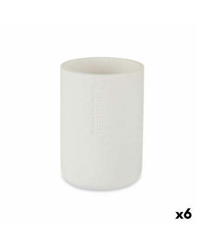 Portaspazzolini da Denti in Resina Bianca, Confezione da 6 | Dimensioni: 7,8 x 10,5 x 7,8 cm