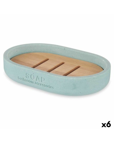 Seifenablage aus Harz und Bambus, Hellblau, 12,5 x 2,5 x 8,5 cm (6er-Set)
