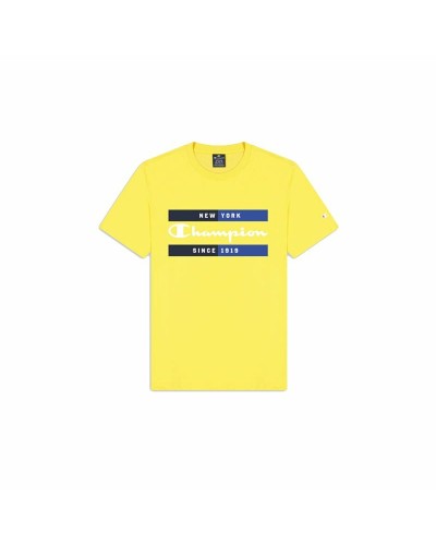 Champion T-shirt Homme Col Rond Jaune - Coton Sportif Manches Courtes
