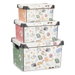 Memories - Set of 3 Stackable Plastic Boxes for Order and Organization
