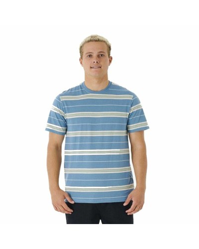 Rip Curl Surf Revival Stripe Tee Aquamarine Men's - Organic Cotton
