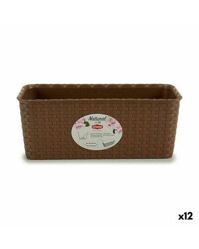 Vasi da Balcone Rettangolari Stefanplast Marrone in PVC 12 Pezzi - 13x11x28,5 cm