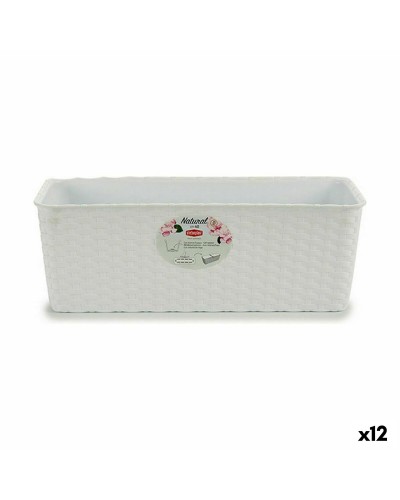 Kukkalaatikko Stefanplast Valkoinen Muovinen 39 x 13,5 x 15 cm (12 osaa)