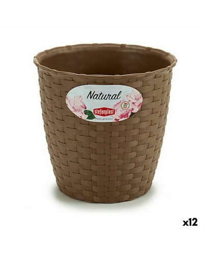 Pots Stefanplast Marron 14 cm en Plastique Résistant - Lot de 12 pour Plantes Intérieures et Extérieures
