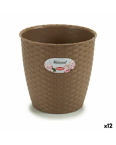 Stefanplast Blumentopf Braun Kunststoff, 12 Stück, 19 x 17,5 x 19 cm - Ideal für Pflanzen und Blumen
