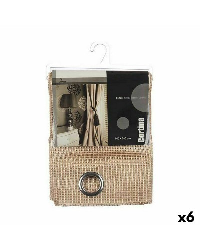 Innenvorhang in Beige-Gitteroptik 140 x 260 cm (6er-Set)
