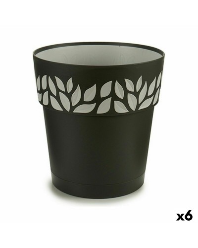 Zelfwaterende bloempot Stefanplast Cloe Antraciet Plastic 25 x 25 x 25 cm (6 Stuks)