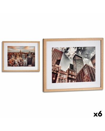 Schilderij Gebouw Hout Glas 43 x 3 x 53 cm (6 Stuks)