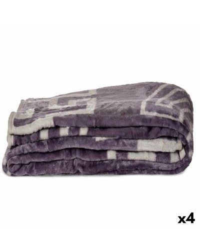 Couvertures en polaire grise douce 220x240 cm (lot de 4) pour chaleur et confort.
