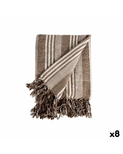 Mehrzweck-Foulard Streifen, 235x205 cm, Weiß und Beige (8er-Pack)
