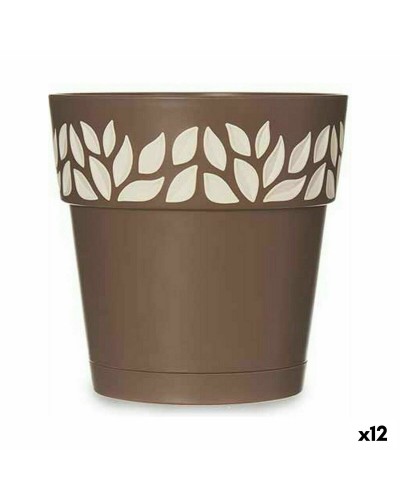 Självvattnande blomkruka Stefanplast Cloe Brun Plast 15 x 15 x 15 cm (12 antal)