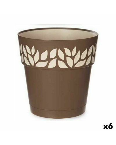 Zelfwaterende bloempot Stefanplast Cloe Bruin Plastic 25 x 25 x 25 cm (6 Stuks)