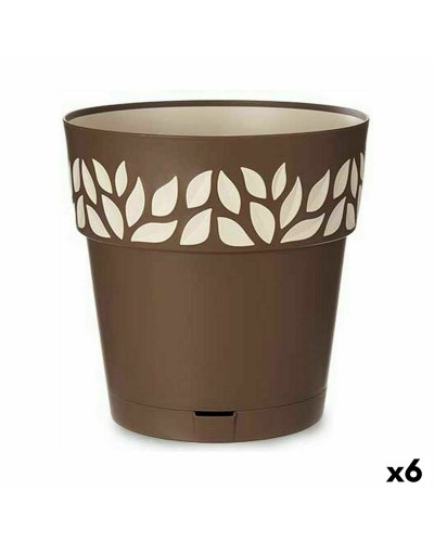 Pot de Fleur Auto-Irriguant Stefanplast Cloe 29 cm, Marron, Plastique (6 Unités)
