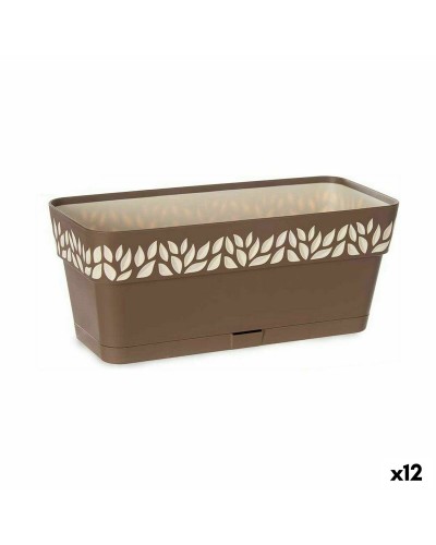 Itsekasteleva kukkalaatikko Stefanplast Cloe Ruskea Muovinen 13,3 x 12,3 x 29,3 cm (12 osaa)