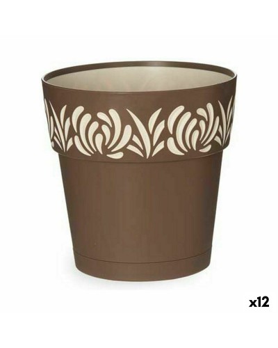 Itsekasteleva kukkaruukku Stefanplast Gaia Ruskea Muovinen 19 x 19 x 19 cm (12 osaa)