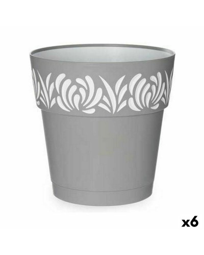 Zelfwaterende bloempot Stefanplast Gaia Grijs Plastic 25 x 25 x 25 cm (6 Stuks)