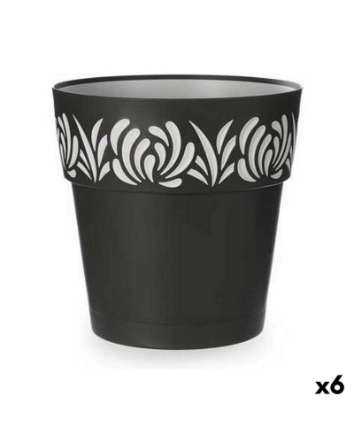 Macetero Autoirrigable Stefanplast Gaia Antracita 29x29x29 cm, Pack de 6
