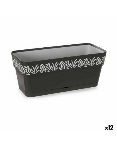 Itsekasteleva kukkalaatikko Stefanplast Gaia Antrasiitinharmaa Muovinen 13,3 x 12,3 x 29,3 cm (12 osaa)