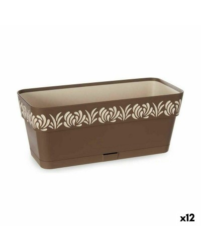 Zelfwaterende plantenpot Stefanplast Gaia Bruin Plastic 13,3 x 12,3 x 29,3 cm (12 Stuks)