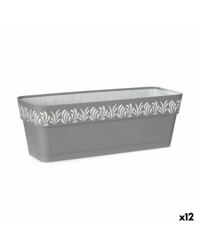 Stefanplast Gaia Selbstbewässernder Pflanzkasten Grau, 49,5 x 17 x 19 cm, Integriertes Bewässerungssystem für Zimmer- und Außenpflanzen
