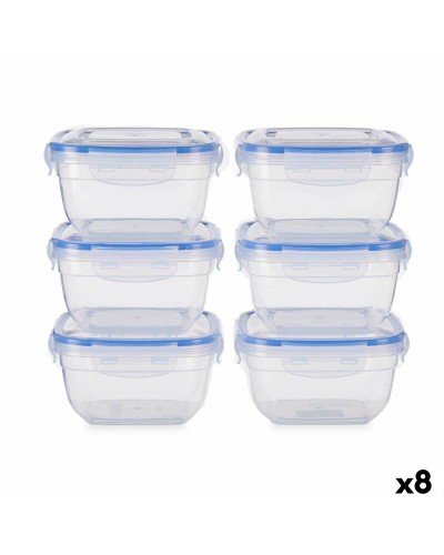 Ensemble de 8 Boîtes à Déjeuner Transparentes et Hermétiques de 900 ml - Parfaites pour des repas frais et organisés (14,5 x 8,5 x 14,5 cm)
