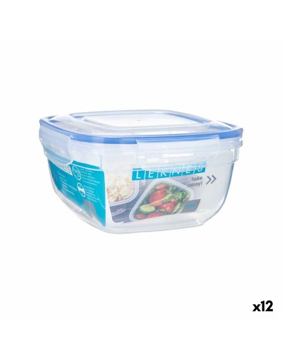 Hermetische Lunchtrommel Vierkant Transparant Polypropyleen 1,5 L 17 x 10 x 17 cm (12 Stuks)