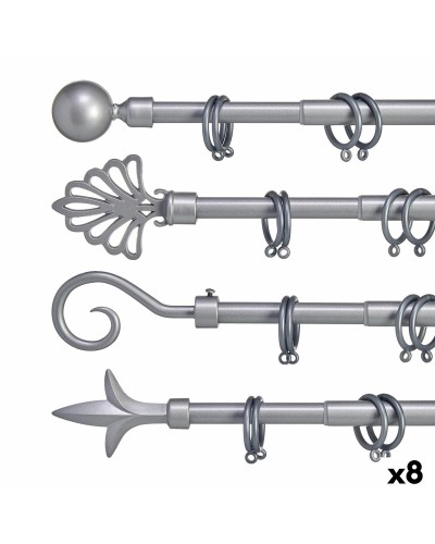 Gardinstång Utdragbar Silvrig Järn 5 x 122 x 5 cm (8 antal)