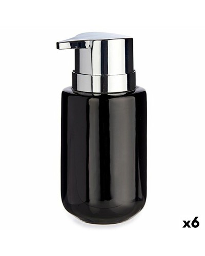 Dispenser di Sapone Nero Argentato in Ceramica, 350ml (Set da 6)