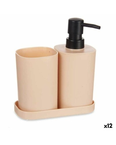 Komplettes Badezimmer-Set Schwarz und Beige, 12-teilig für Eleganz und Organisation
