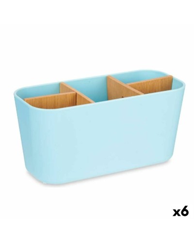 Tandborsthållare Blå Bambu polypropen 21 x 10 x 9 cm (6 antal)
