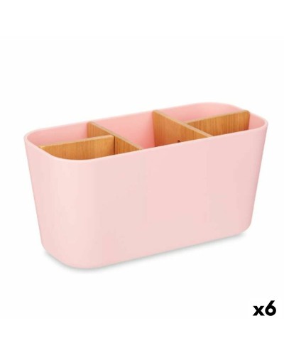 Zahnbürstenhalter Rosa Bambus, 6er-Set, 21 x 10 x 9 cm

