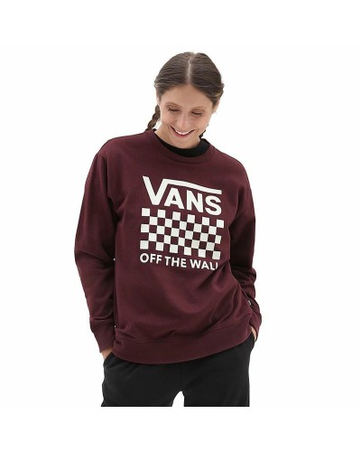Vans Felpa Donna Lock Box Crew Rosso Granato - Felpa Sportiva Casual
