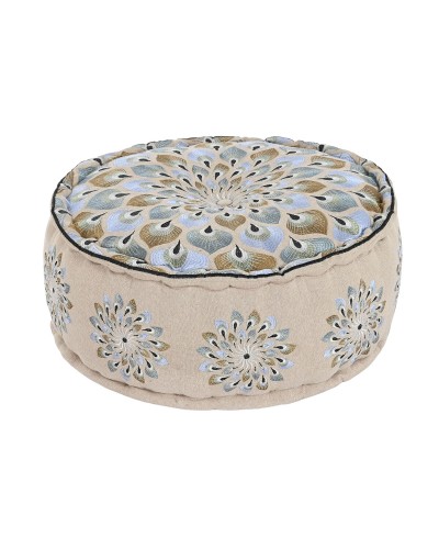 Puff DKD Home Decor Blå Beige 60 x 60 x 27 cm
