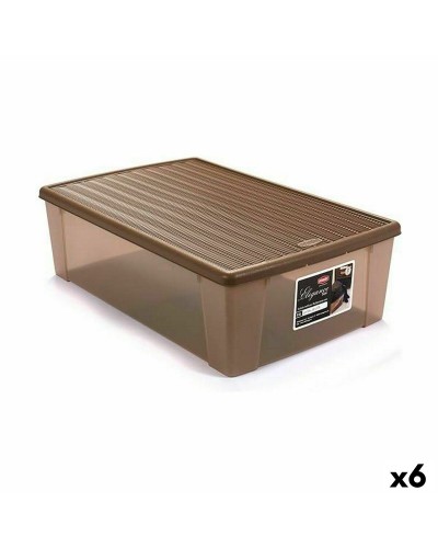Opbergbak met Deksel Stefanplast Elegance Beige Plastic 38,5 x 17 x 59,5 cm (6 Stuks)