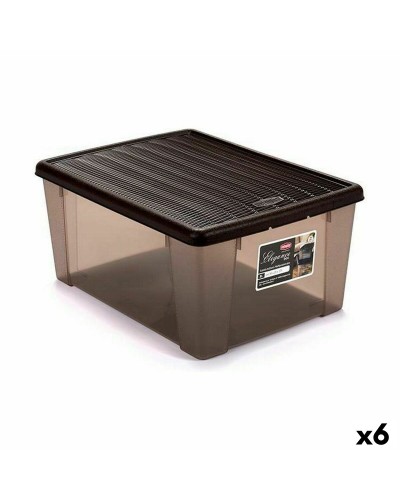 Opbergbak met Deksel Stefanplast Elegance Bruin Plastic 15 L 29 x 17 x 39 cm (6 Stuks)
