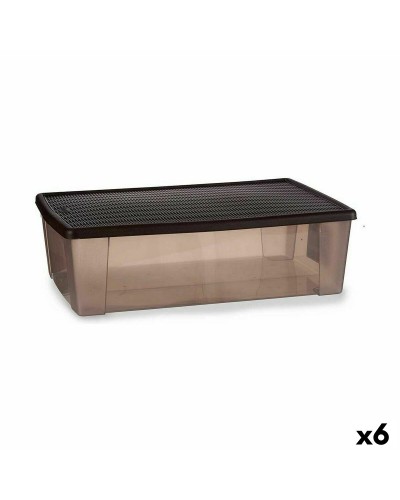 Boîte de Rangement Stefanplast Elegance avec Couvercle | Marron | Plastique | 30 L | 38,5 x 17 x 59,5 cm | Lot de 6
