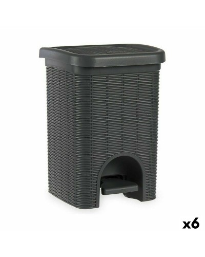Poubelle à Pédale Élégante Stefanplast Grise, Plastique, 20L (Lot de 6)
